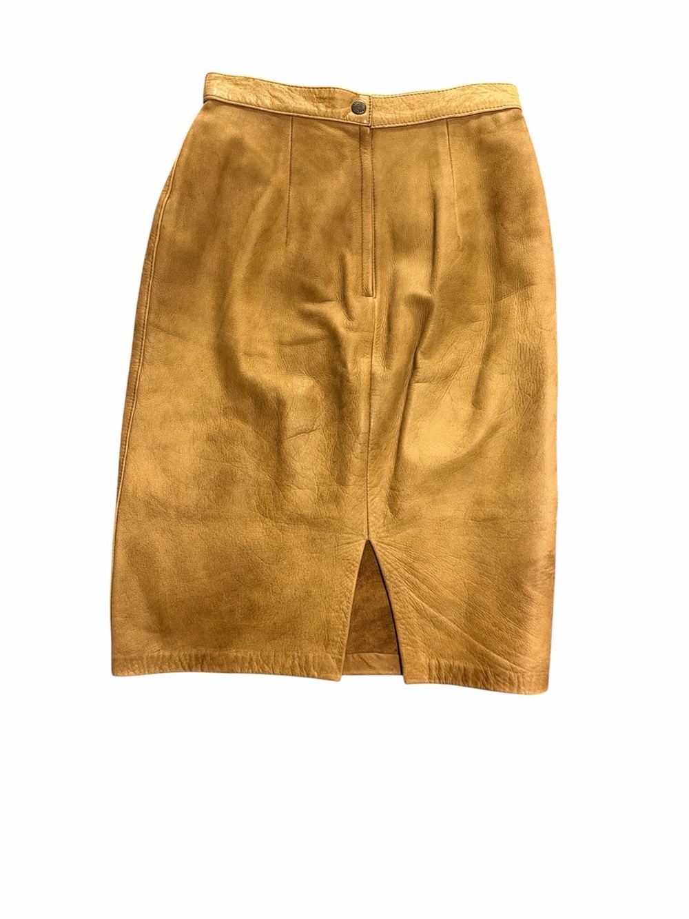 Genuine Leather Pencil Skirt with Front Vent